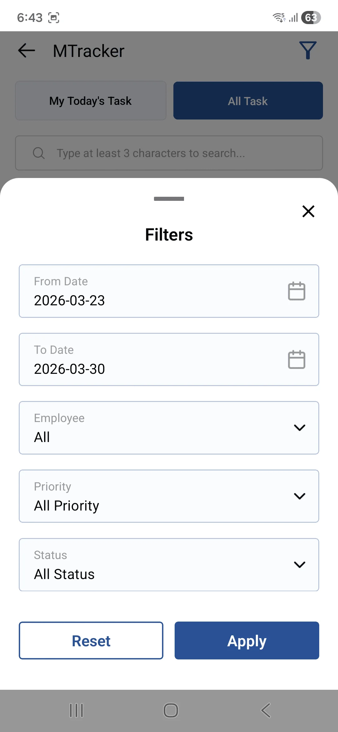 All Tasks Filter