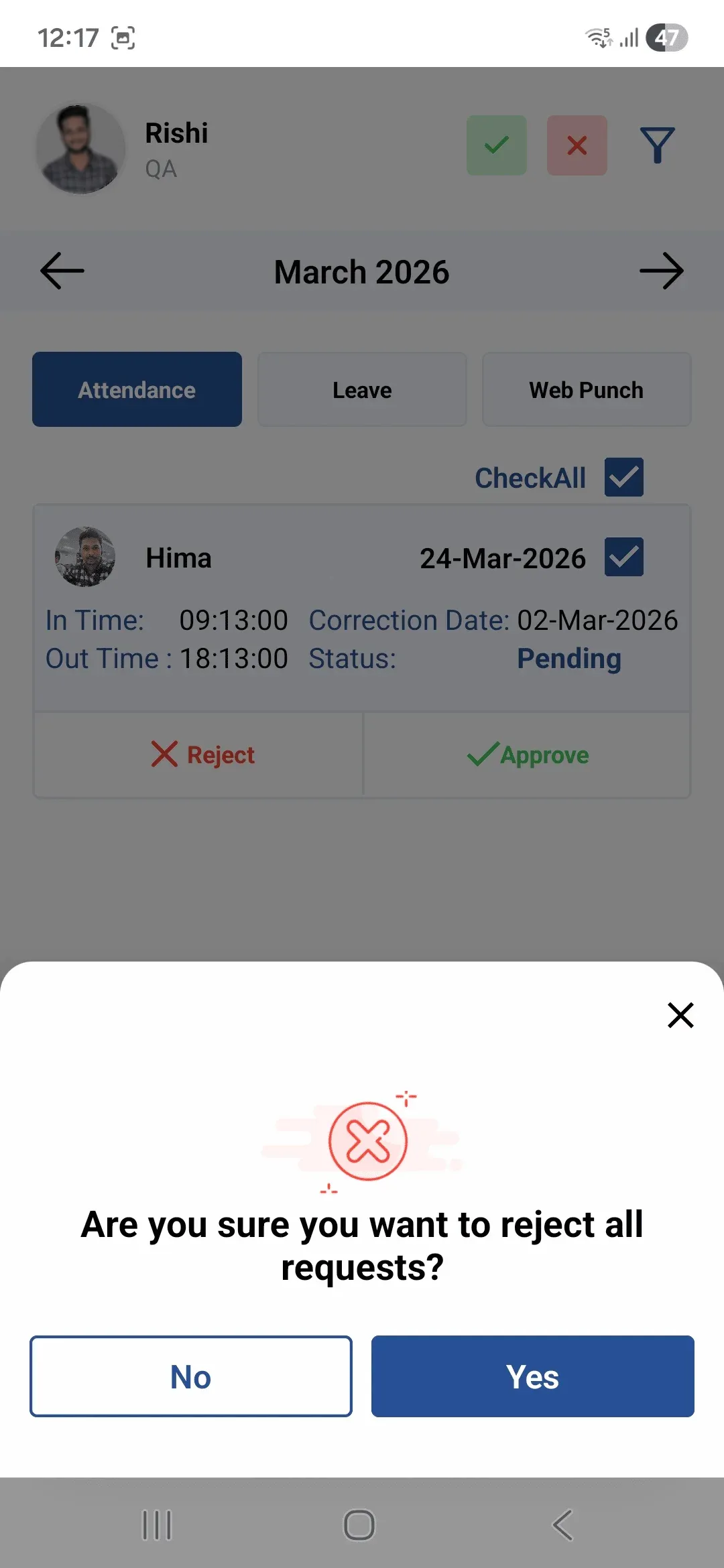 Attendance Request Detail
