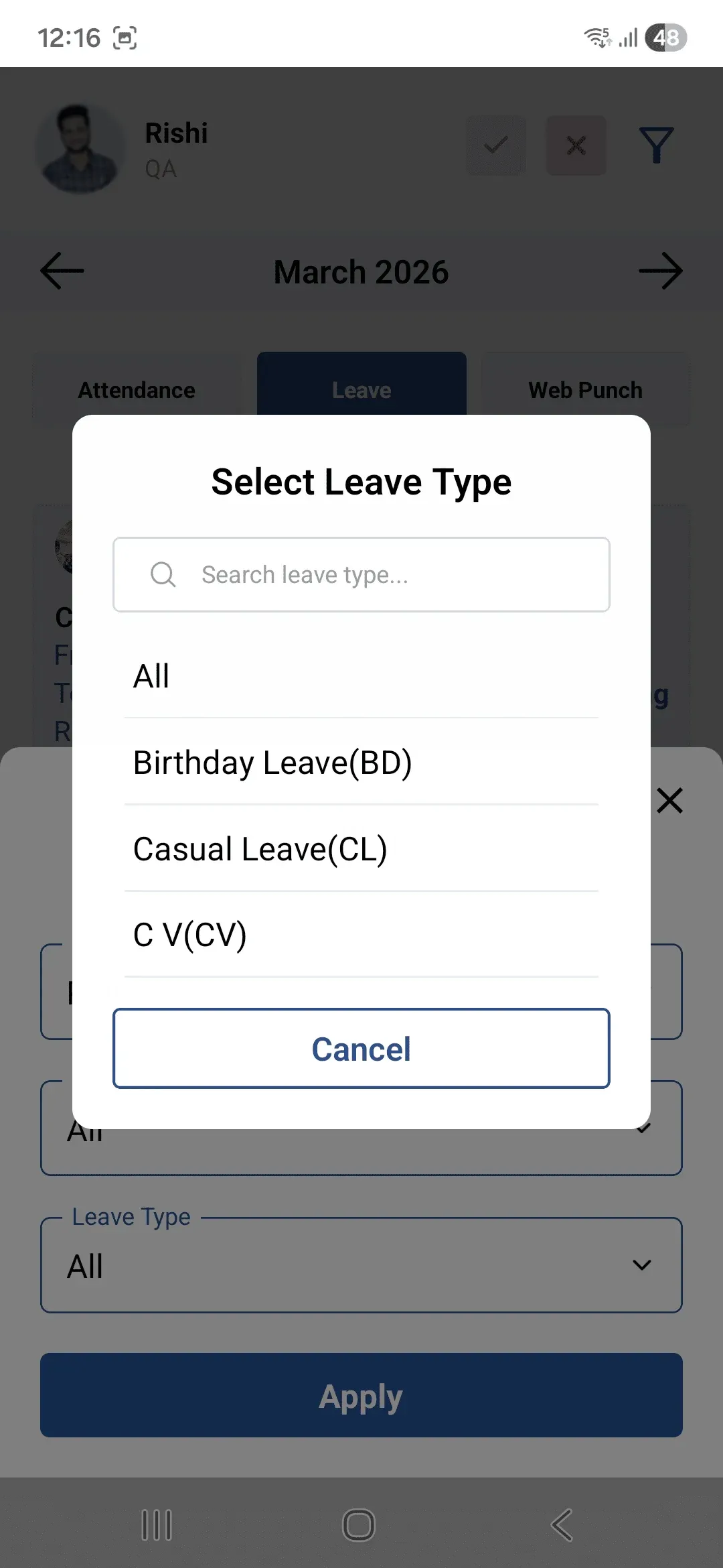Leave Request Action