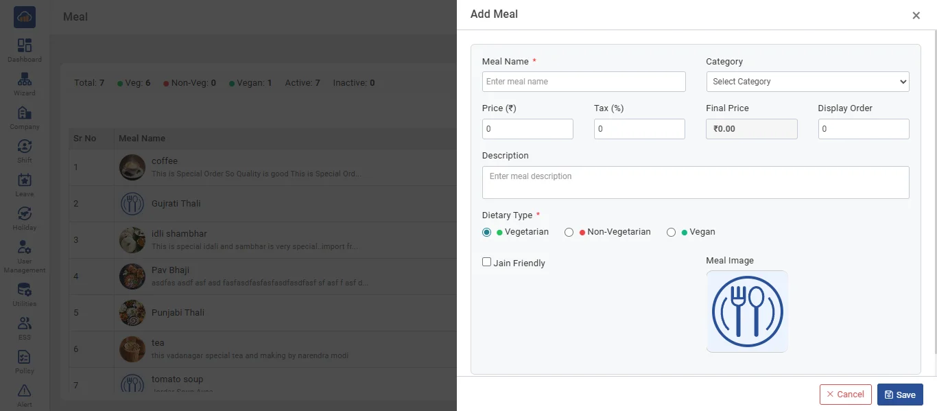 Add Meal Form