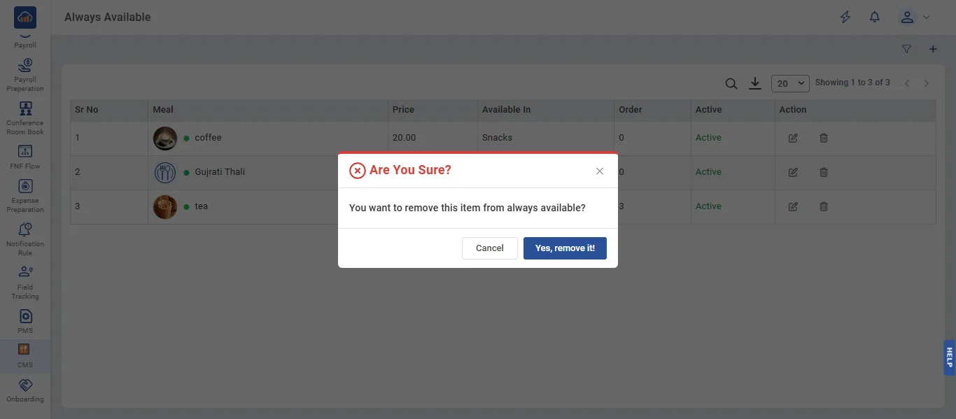 Remove Always Available Item