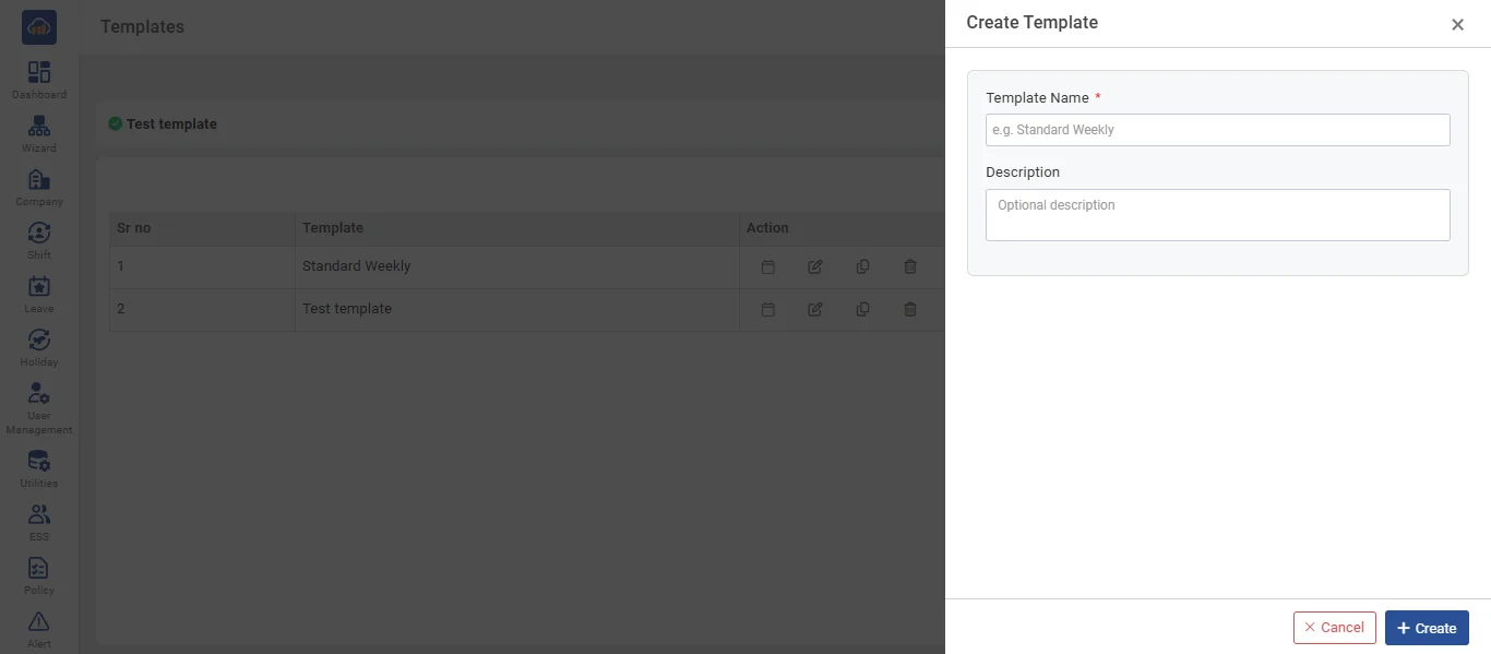 Create Template Form