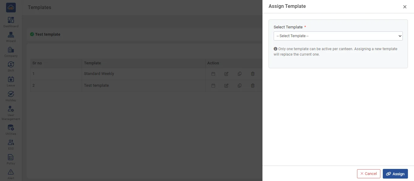 Assign Template Note