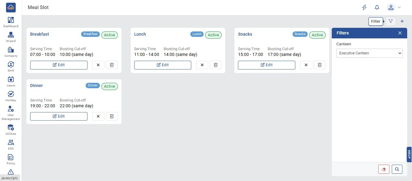 Meal Slot Page