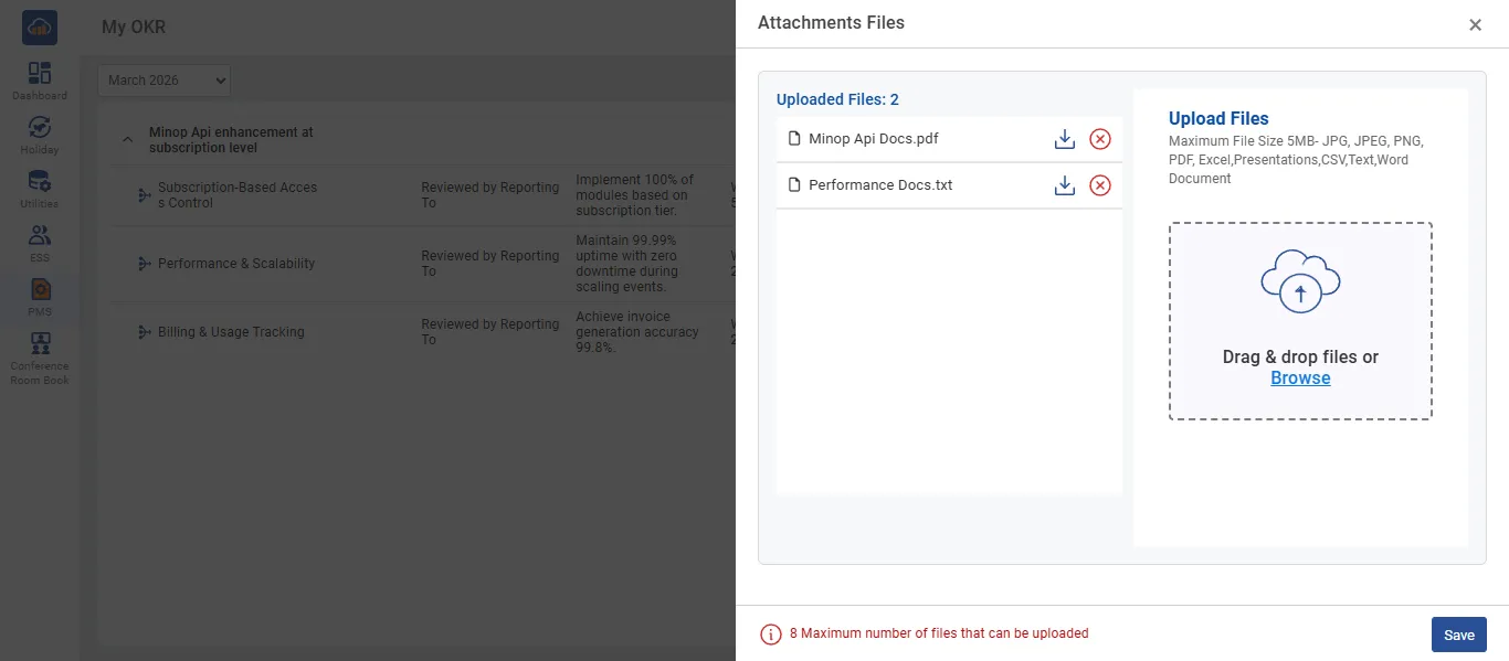 Upload Files for Key Result